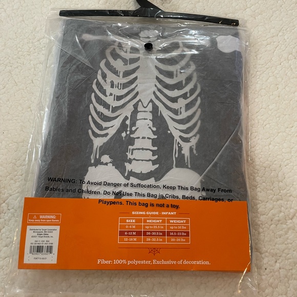 🆕 Infant Skeleton 🎃 Hooded Halloween Jumpsuit, Size 6-12 Months - Picture 3 of 5